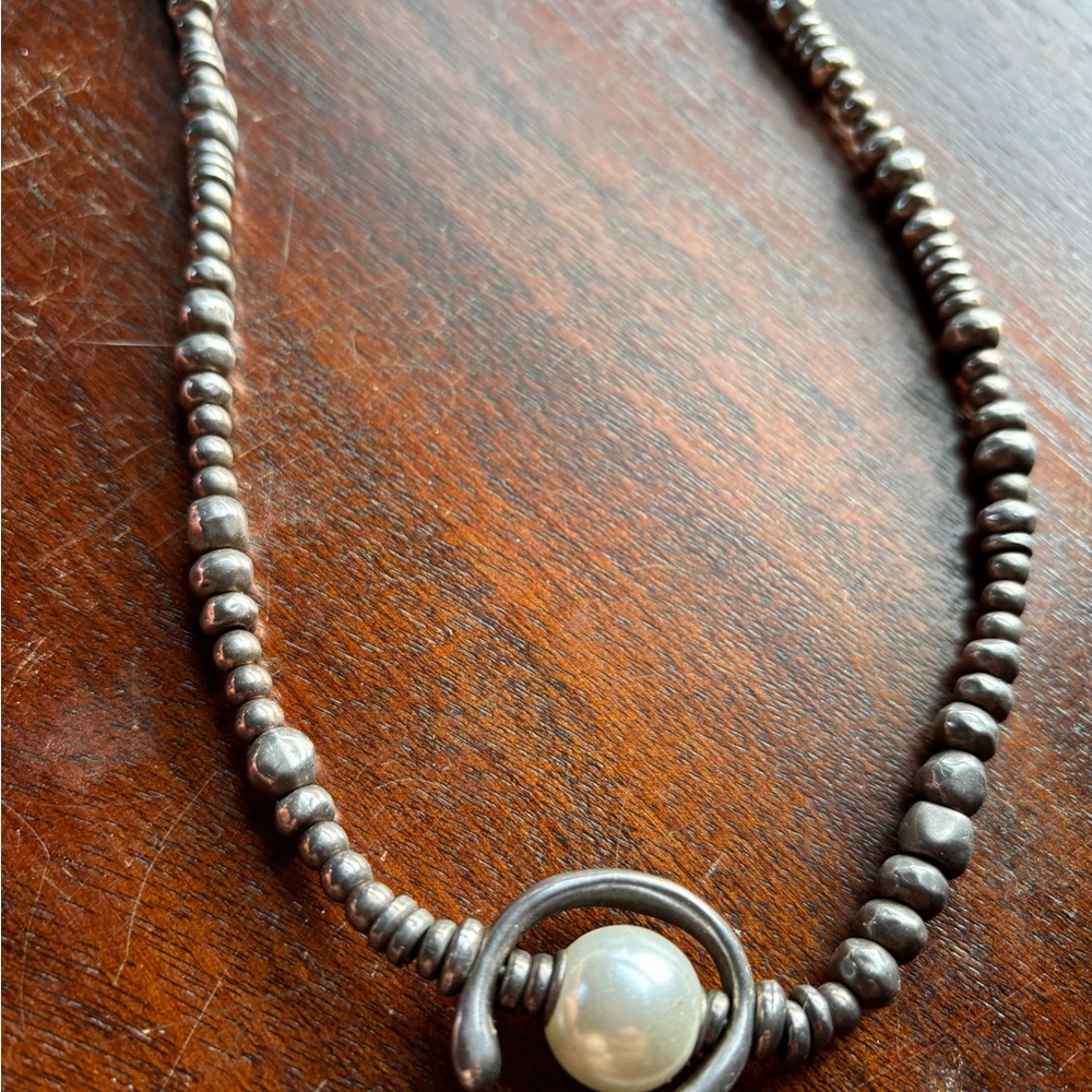 UNO de 50 Silver Necklace set with Pearl Accent and retired pearl ring size 7